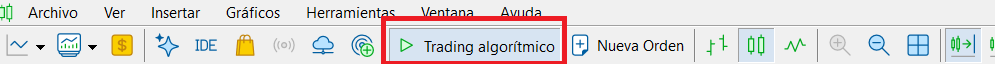The Algo Trading button on the MetaTrader 5 toolbar