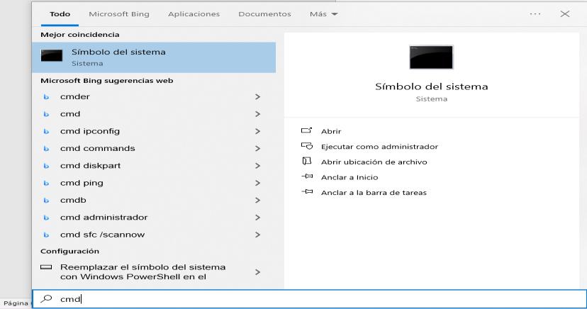 Windows search with Command Prompt found by typing cmd